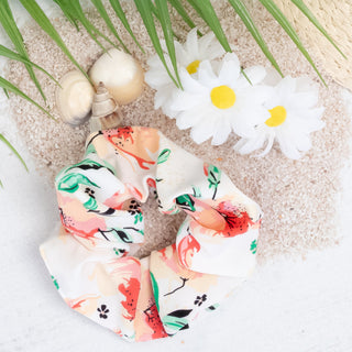Mixed Floral Hair Scrunchy in Light Ivory and Various Colors