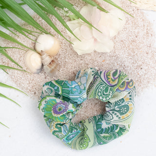 Floral and Paisley Print Hair Scrunchy in Light Green & Various Color