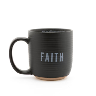 Faith 20 oz Scripture Coffee Mug Textured Black Finish