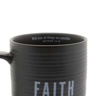 Faith 20 oz Scripture Coffee Mug Textured Black Finish