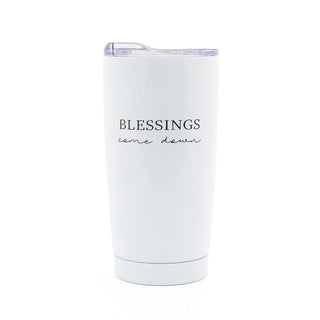 Prayers Go Up, Blessings Come Down 20 oz White Travel Tumbler
