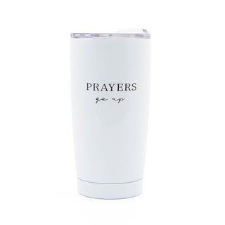 Prayers Go Up, Blessings Come Down 20 oz White Travel Tumbler