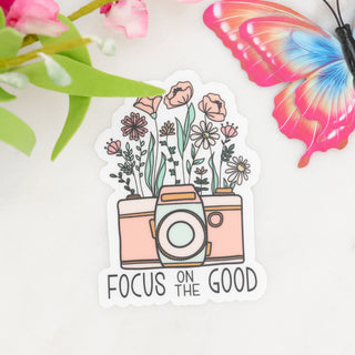 Focus on the Good Old Fashion Camera with Flowers Sticker