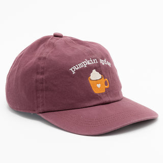 Embroidered Pumpkin Spice Latte Baseball Cap in Plum