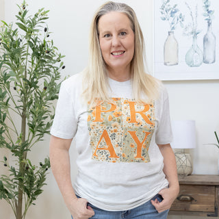 Pray Four Squares with Fall Flowers Graphic Tee