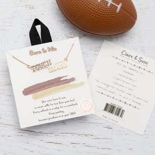 Game Day Brown and White Pendant Gold-tone Necklace