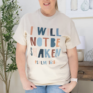 I Will Not Be Shaken Psalm 16:8 Graphic Tee in Sand