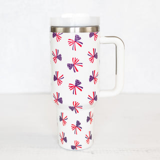 American Red White & Blue Bows 40oz Stainless Steel Tumbler