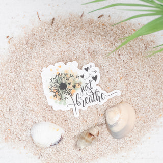 Just Breathe, Flower Inspired with Hearts Sticker