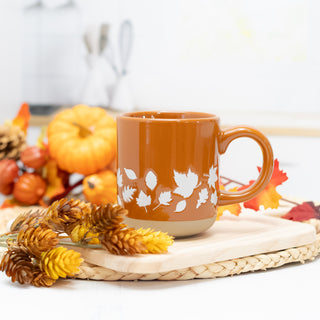 Fall White Leaves 14 oz. Ceramic Morning Coffee Mug