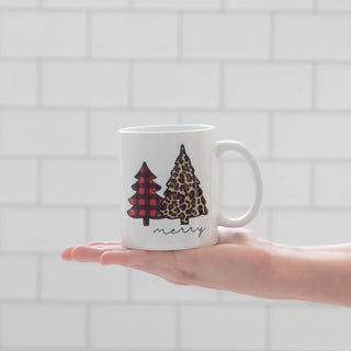 Buffalo Plaid and Cheetah Christmas Tree Coffee Mug Judson