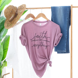 Faith Over Everything Orchid Short Sleeve Graphic tee Rockledge Designs
