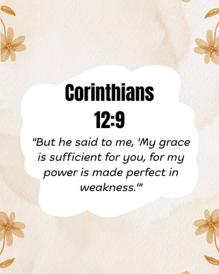 Corinthians 12 9 bible verse text on a floral background