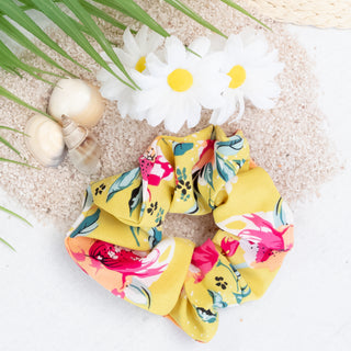 Mixed Floral Hair Scrunchy in Light Yellow and Various Colors - Bennett Avenue Boutique