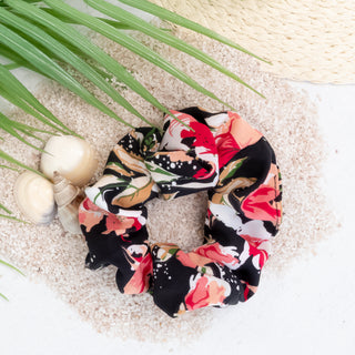 Mixed Floral Hair Scrunchy in Black and Various Colors - Bennett Avenue Boutique