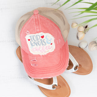 Top Knots & Coffee Distressed Cap – Dusty Pink - Bennett Avenue Boutique