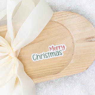 Merry Christmas Script Red and Green Sticker
