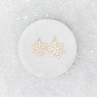 Sparkling Snowflake Christmas Snow Dangle Gold-Tone