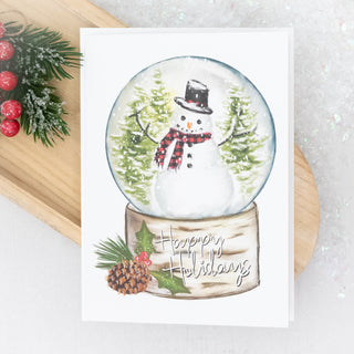 Happy Holidays Snowman Snow Globe Christmas Greeting Card