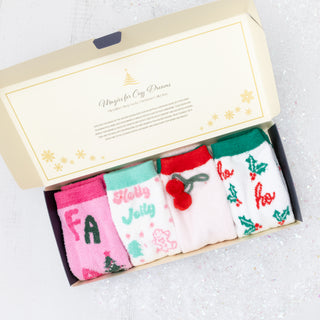 Cozy Plush Knit Socks Cheer and Christmas Socks 4-Pack