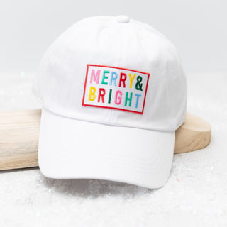 Merry Bright Colorful Embroidered Baseball Cap in White - Bennett Avenue Boutique