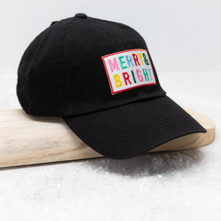 Merry Bright Colorful Embroidered Baseball Cap in Black - Bennett Avenue Boutique