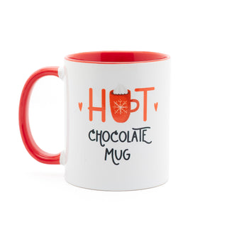 Hot Chocolate Mug with Red Painted Handle and Red Inside 