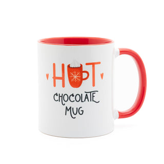 Hot Chocolate Mug with Red Painted Handle and Red Inside 
