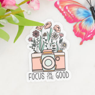 Focus on the Good Old Fashion Camera with Flowers - Sticker - Bennett Avenue Boutique