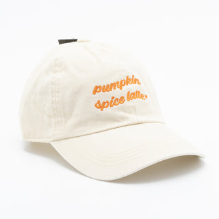 Pumpkin Spice Latte Embroidered Baseball Cap in Cream 