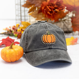 Pumpkin Patch Glitter Chenille Baseball Hat 