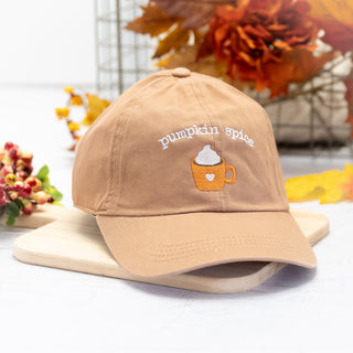 Embroidered Pumpkin Spice Latte Baseball Cap in Clay 