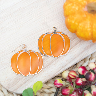 Pumpkin Drop Earrings in Silver & Translucent Shine