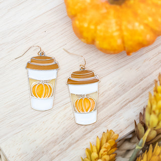 Pumpkin Spice Latte Drop Earrings with Translucent Shine