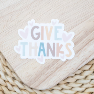 Give Thanks Fall Sticker with Tiny Hearts 