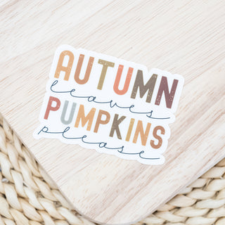 Autumn Leaves Pumpkins Please Sticker 