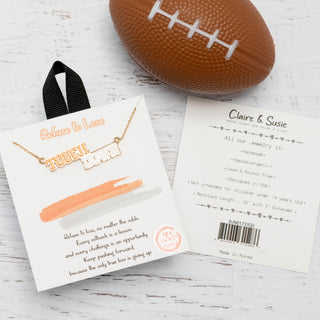 Game Day Orange and White Pendant Gold-tone Necklace - Bennett Avenue Boutique