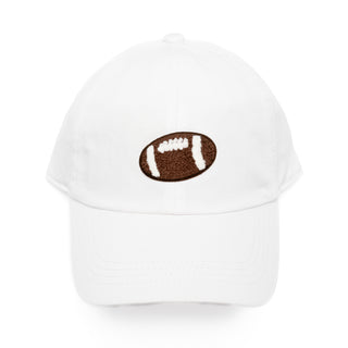 Game Day Football Chenille Baseball Cap in White - Bennett Avenue Boutique