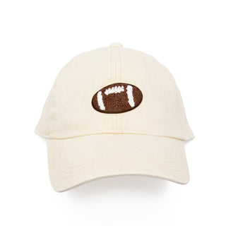 Game Day Football Chenille Baseball Cap in Light Beige - Bennett Avenue Boutique
