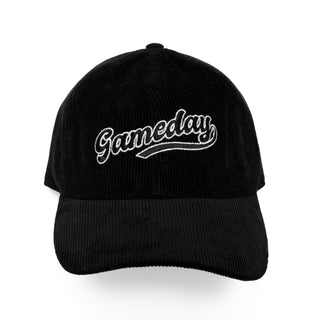 Game Day Embroidered Corduroy Baseball Cap in Black - Bennett Avenue Boutique