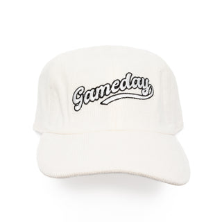 Game Day Embroidered Corduroy Baseball Cap in White - Bennett Avenue Boutique