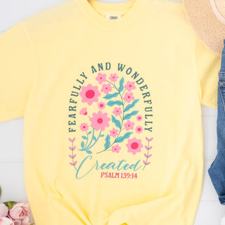 Fearfully and Wonderfully Created Psalm 139:14 in Light Lemon - Bennett Avenue Boutique