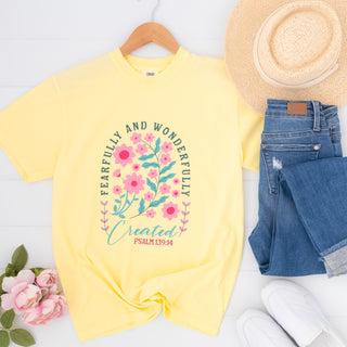 Fearfully and Wonderfully Created Psalm 139:14 in Light Lemon - Bennett Avenue Boutique
