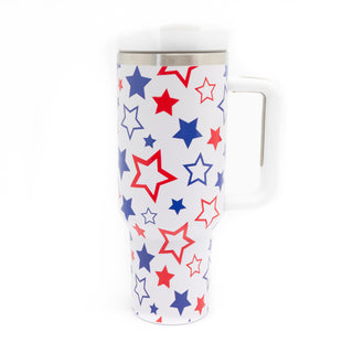 American Red White & Blue Stars 40oz Stainless Steel Tumbler - Bennett Avenue Boutique