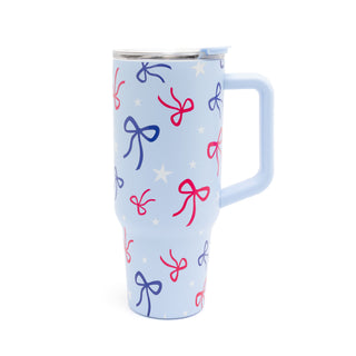 American Bows & Stars 40oz Stainless Steel Tumbler with Handle - Bennett Avenue Boutique