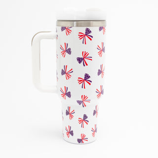American Red White & Blue Bows 40oz Stainless Steel Tumbler - Bennett Avenue Boutique
