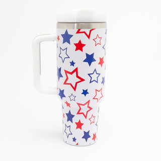 American Red White & Blue Stars 40oz Stainless Steel Tumbler - Bennett Avenue Boutique