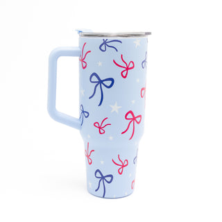 American Bows & Stars 40oz Stainless Steel Tumbler with Handle - Bennett Avenue Boutique