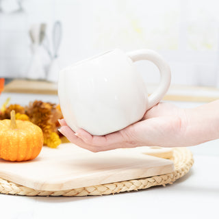Fall Cream Pumpkin Shape 19 oz. Ceramic Morning Coffee Mug 