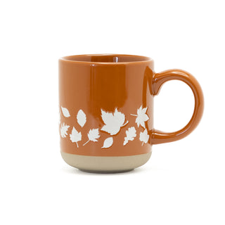 Fall White Leaves 14 oz. Ceramic Morning Coffee Mug 